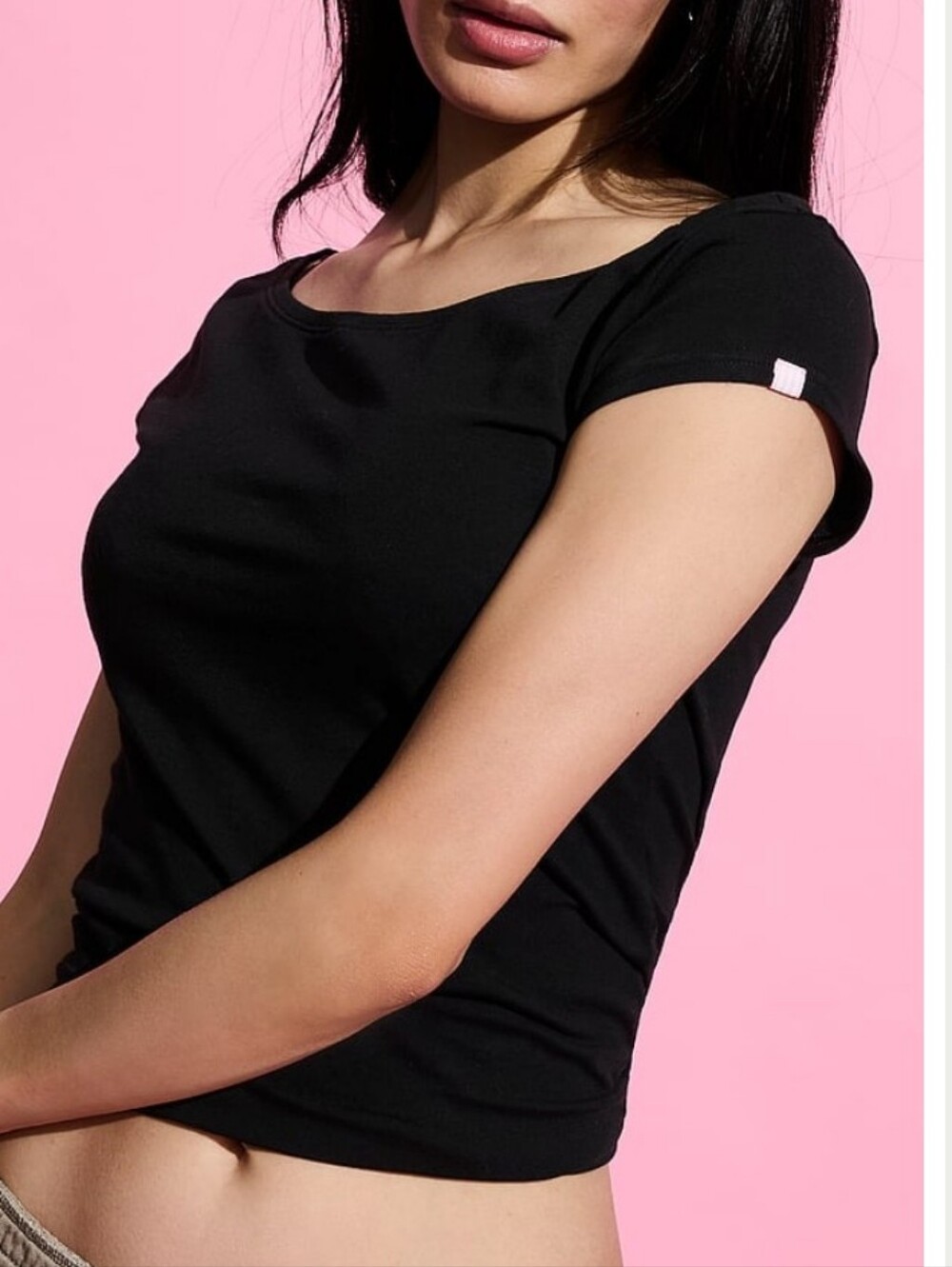 Victoria's Secret Stretch Cotton Fitted Boatneck Tee NEW MEDIUM Msrp $39.95